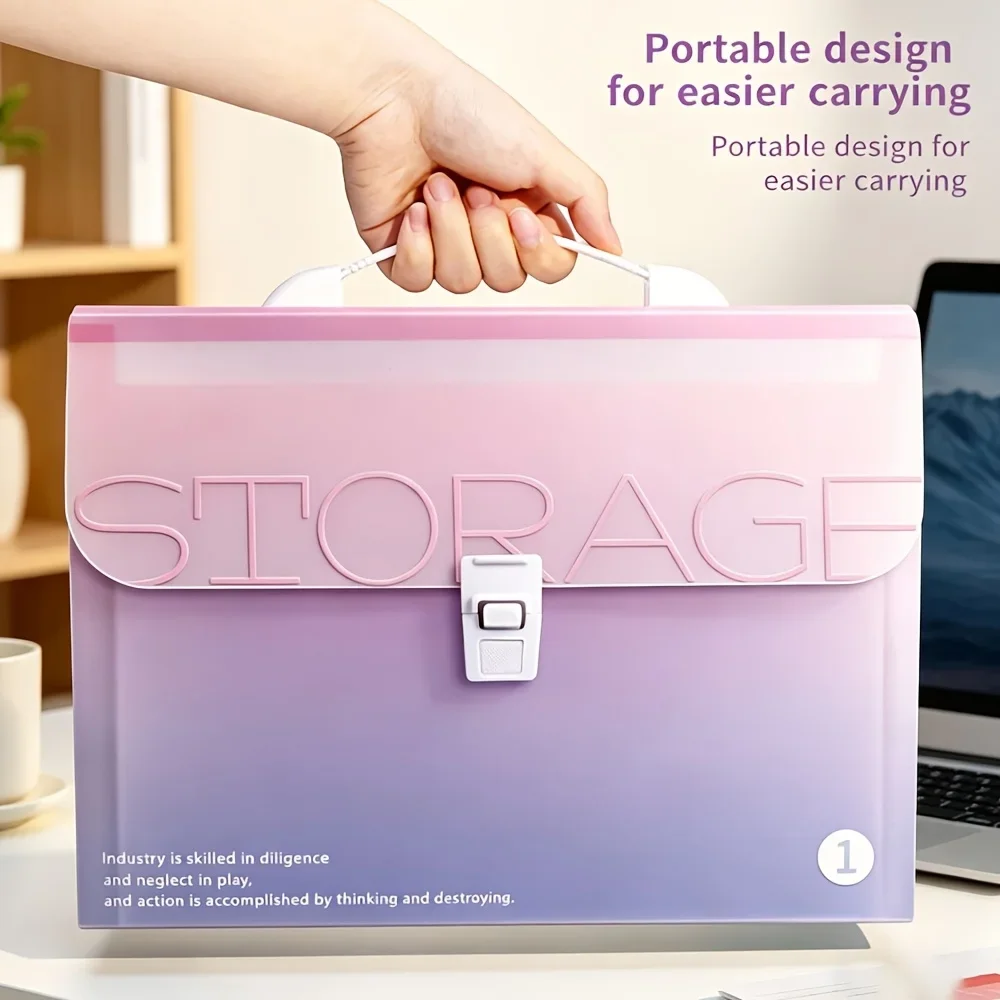 Large Capacity Folder With Locking Clasp, Expandable File Organizer Storage Box With Handle For Documents, Bills, Receipts.