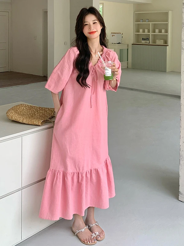 Rosa Sanfte Sle Lange Dr Frauen Sommer Neue Abnehmen Ele Strand Vaion Erste Liebe Dr Pendeln Sle ort Sve V...