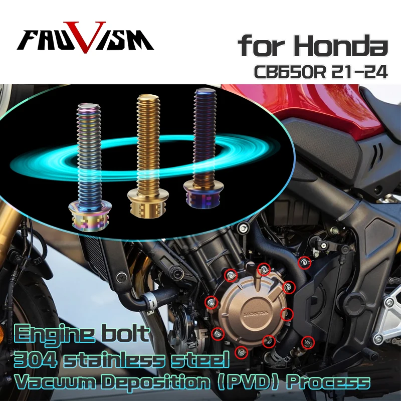 Sekrup Mesin untuk Honda CBR650R CB650R Suku Cadang Sepeda Motor Baut Baja Tahan Karat Penutup Magneto Mur Heksagonal 21-24