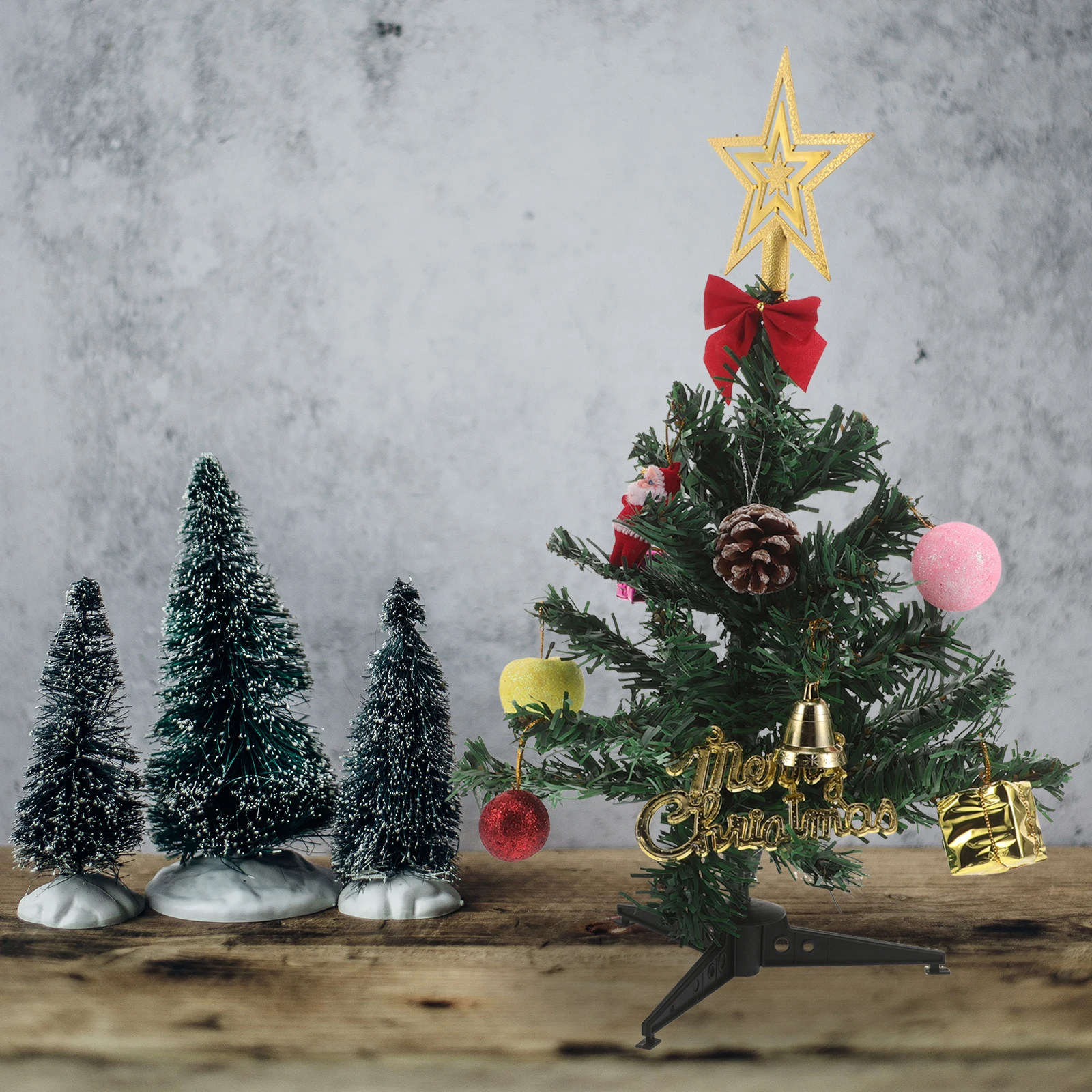 

2 set 2 Sets 12Cm Mini Christmas Tree Diy Tabletop Artificial Pine Xmas Decor For Desk Holiday Craft Display Festive Decoration