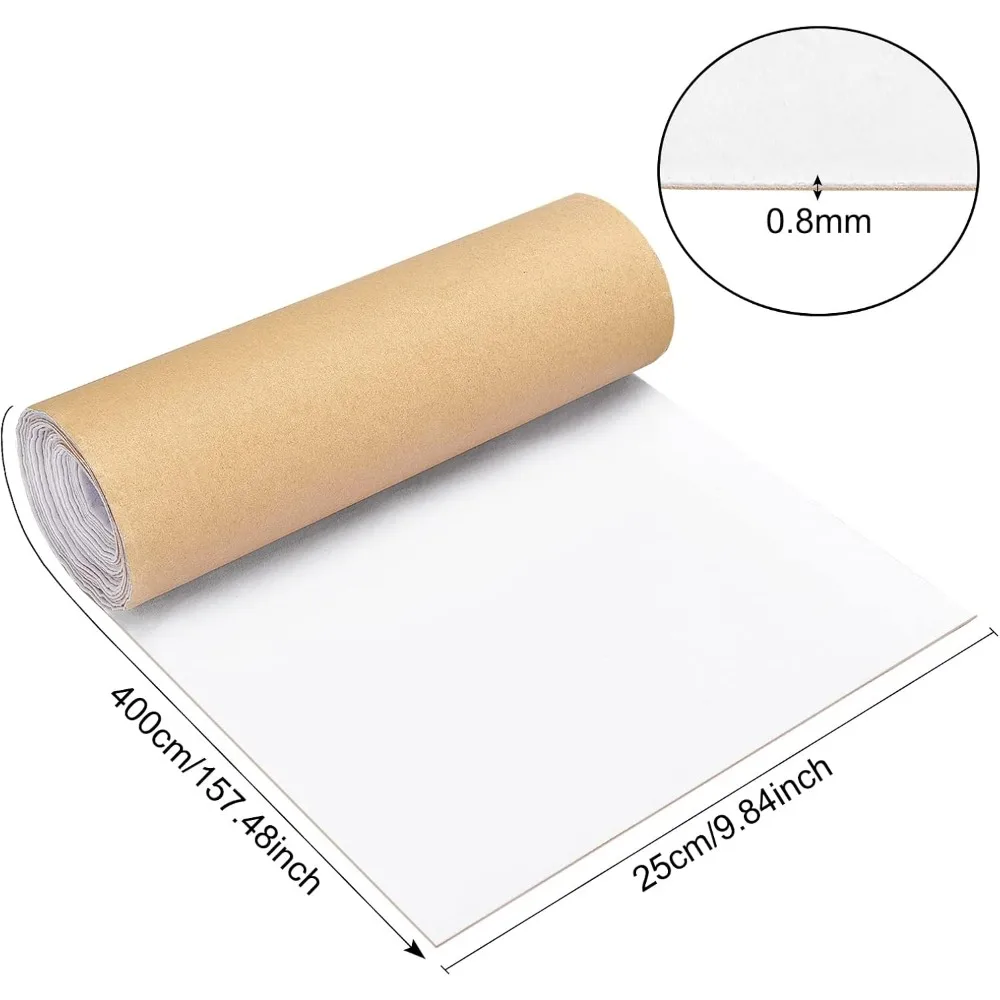 157x9.8inch White Self Adhesive Velvet Flock Liner Velvet Fabric for Jewelry Drawer Craft Fabric Upholstery Peel Sticker(0.8mm