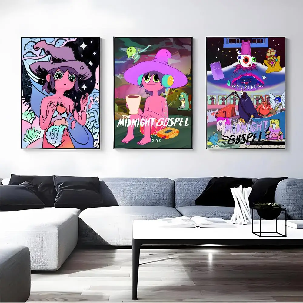 Cartoon The Midnight Gospel Poster Self-adhesive Art Waterproof Paper Sticker Coffee House Bar Room Wall Decor