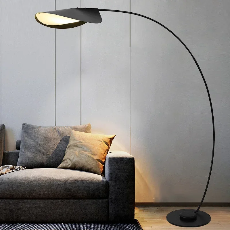 Nordic designer LED floor lamp creative black parabolic fishing light living room study home decoration bedroom reading light