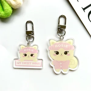 kpop lisa cartoonキーチェーンローズかわいいフィギュアペンダントジェニージスーバックパックキーリングアクセサリーファンギフト 12ベストセールスKPOPバラ-1