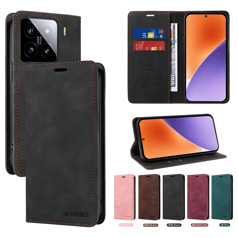 Funda de Cuero Magnética con Bloqueo RFID para Xiaomi 17T 17 15T 15 14T 14 13T 11T 11X 10X Pro Ultra, Tipo Libro, para Negocios