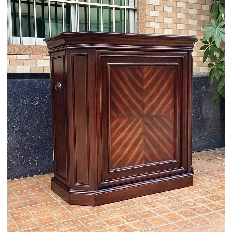 wood wine cabinet Large-capacity storage cabinet revolving door three doors wine rack for Living room bedroom kitchen Household