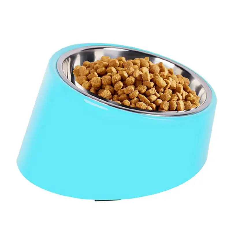 Tilted Cat Bowl Angled Wide Shallow Dish Removable Stainless Steel Anti-slip Tilted Cat Bowl For Cats And Puppy Backflow