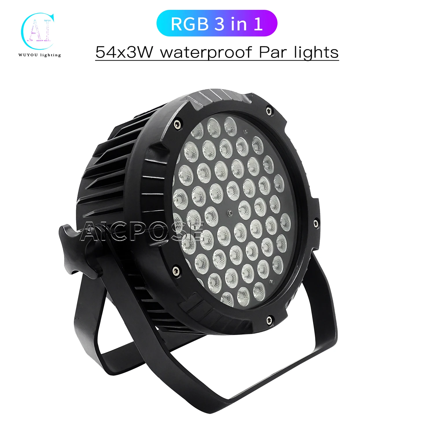 Projecteur de Scène LED RGBW 54x3W RGB 3 en 1, Éclairage Professionnel Étanche pour Spectacle en Plein Air