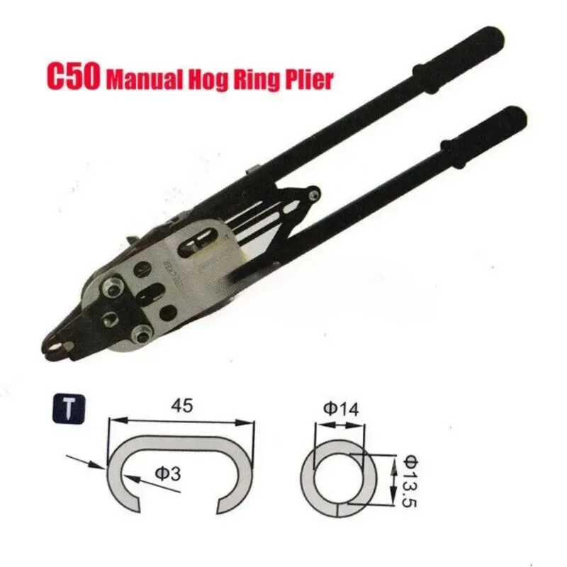 1PC Heavy Duty C50 Manual Hog Ring Plier, Gabion C-Ring Nailer Tool for Wire Fencing Fixing