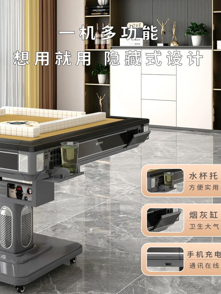 Mini folding silent dining table dual-purpose electric mahjong table black
