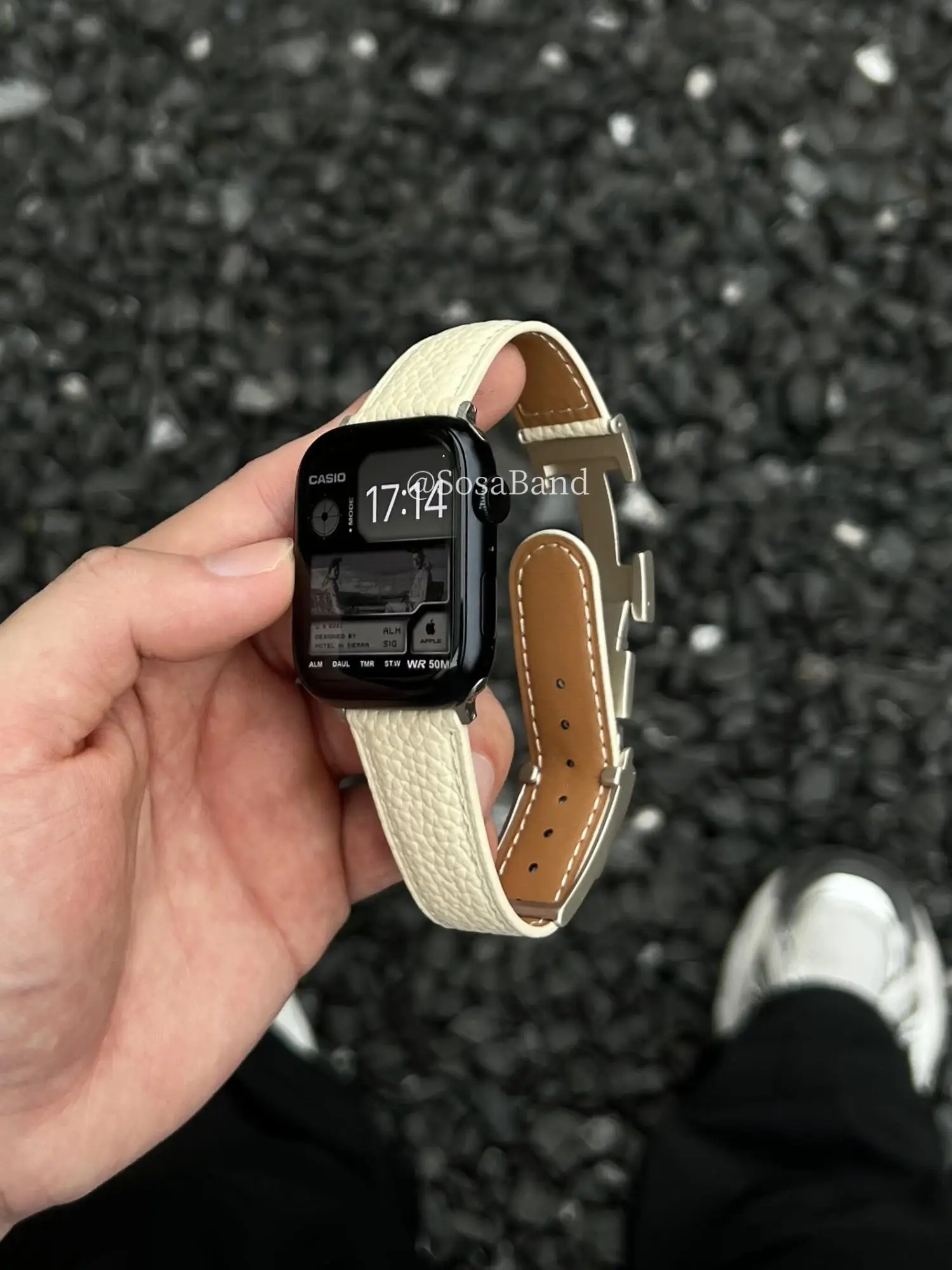 SosaBand Textured lychee pattern H buckle magnetic suction suitable for Apple watch strapS10AppleWatch89iwatch