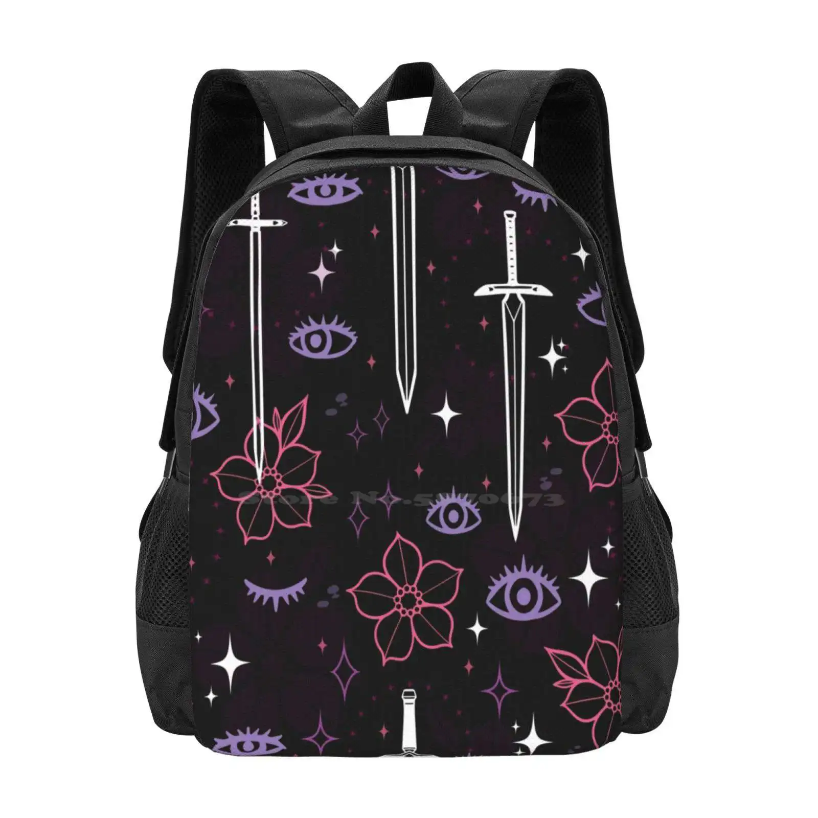 Sword / Flower / Eye Pattern Hot Sale Schoolbag Backpack Fashion Bags Pastel Sword Pattern Eyes Sakura Flowers