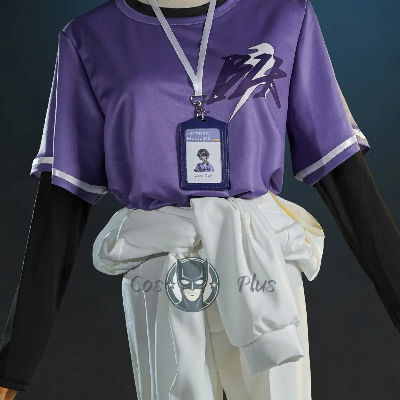 Aesop Carl Cosplay Costume Game Identity Ⅴ BLK Team Purple T-shirt Pants Casual Outfit Anime Carnival Halloween Party Uniforms