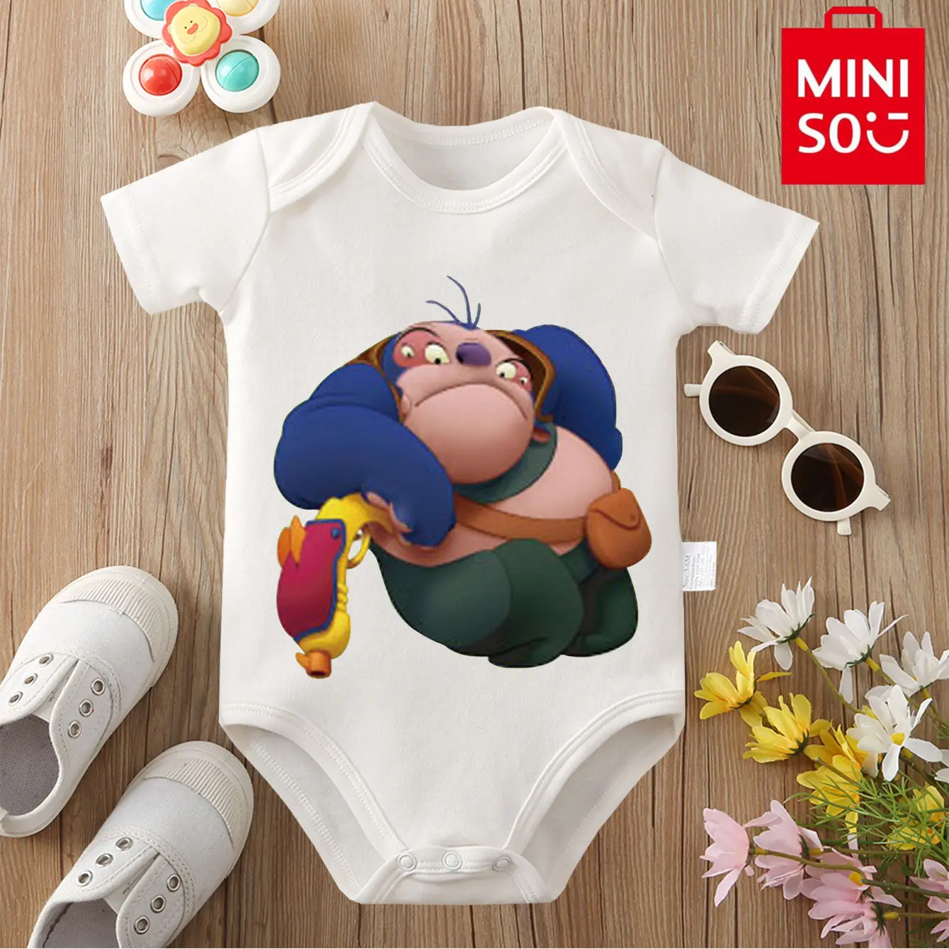 

MINISO Stitch/Jumba Print 100% Cotton Bodysuit Soft Baby Cloths Best Gift for Baby Onesie Jumpsuit for 0 To 12 Months Newborn