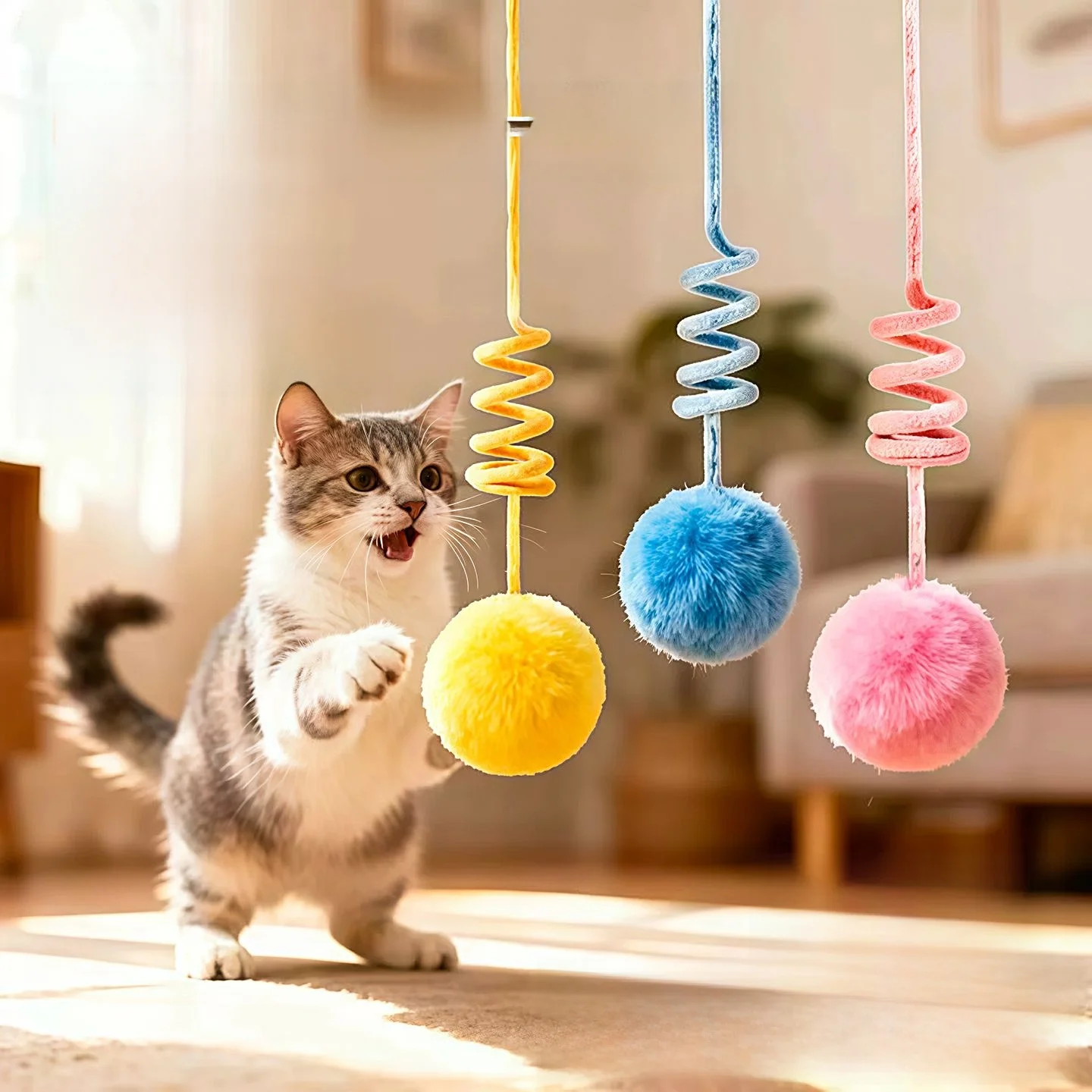 

Hanging Spring Rabbit Fur Toy Self Entertaining Plaything Pet Supplies Crehensive t Toys And Accories