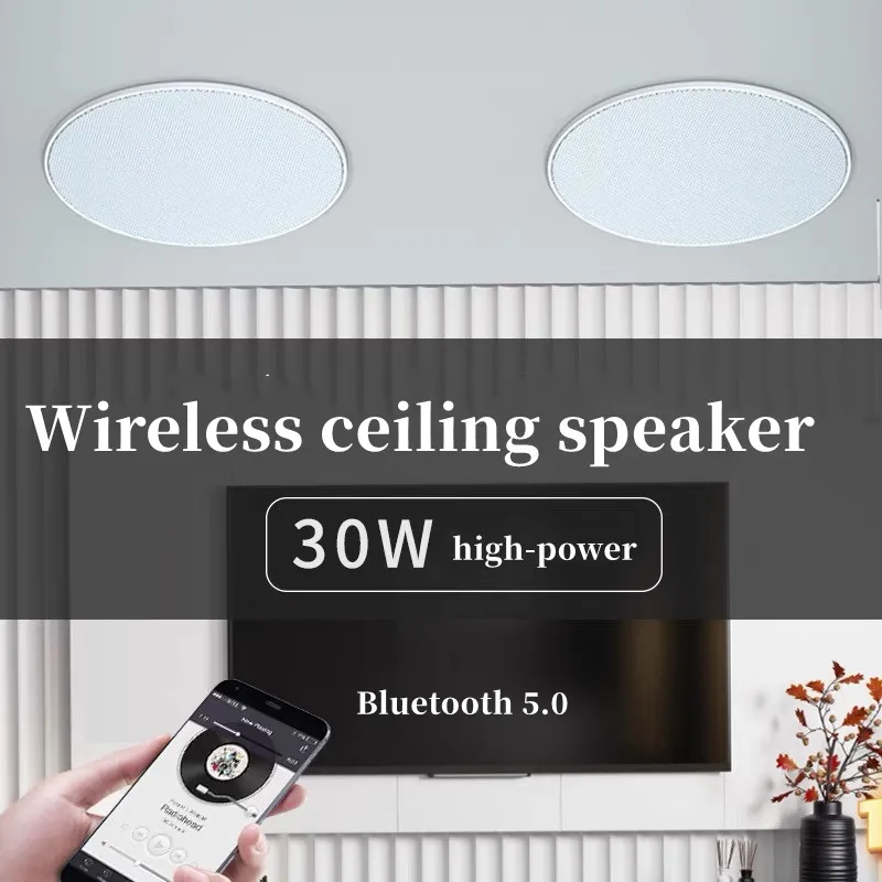 

Ceiling Speakers Ceiling Hanging Broadcast Speaker Audio Embedded Sound Column Wireless Bluetooth Connection with Remote Control