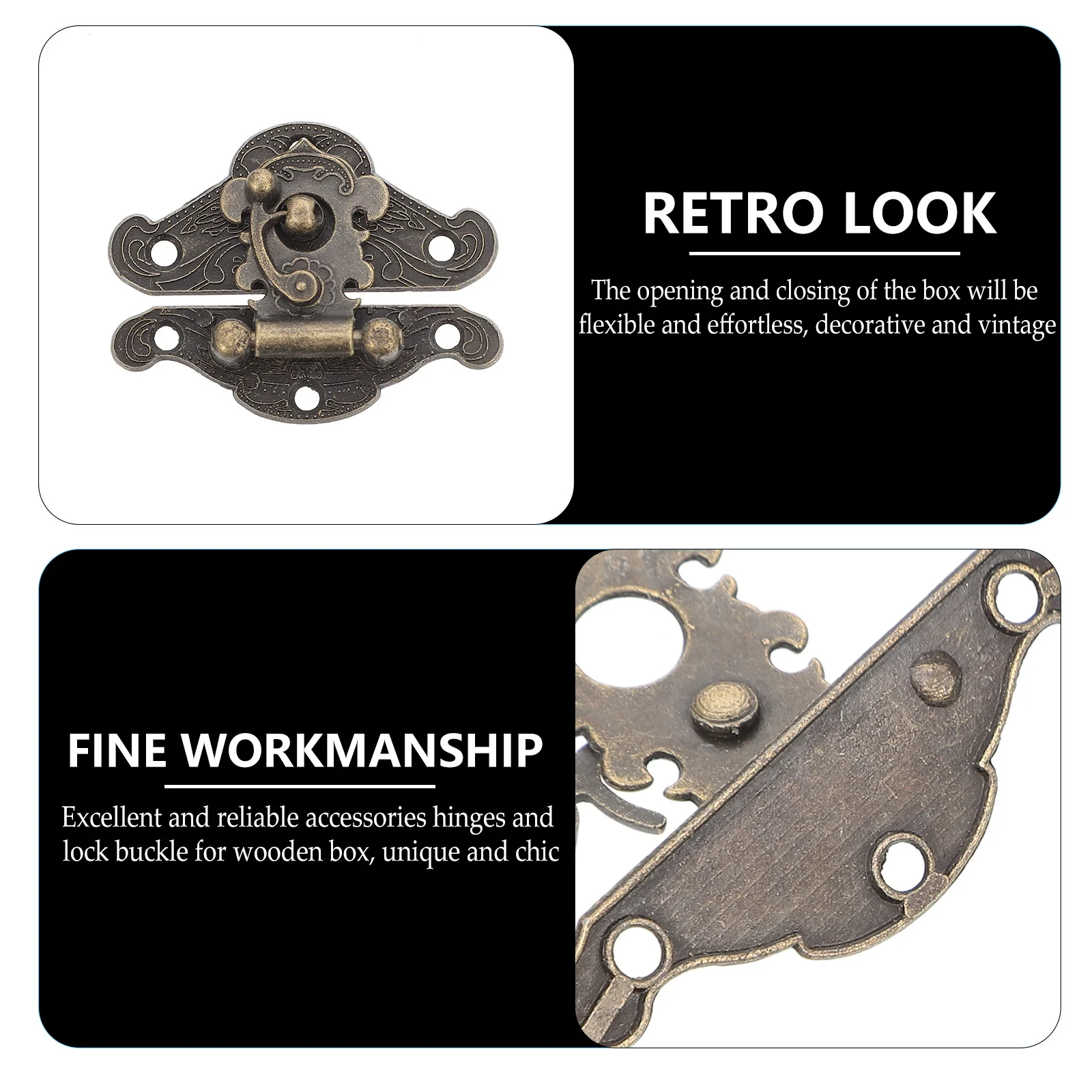 

1 Set Box Hinge Hasp Latch Set Vintage Wood Box Closure For Jewelry Cabinet Drawer Diy Wooden Case Furniture Hinges