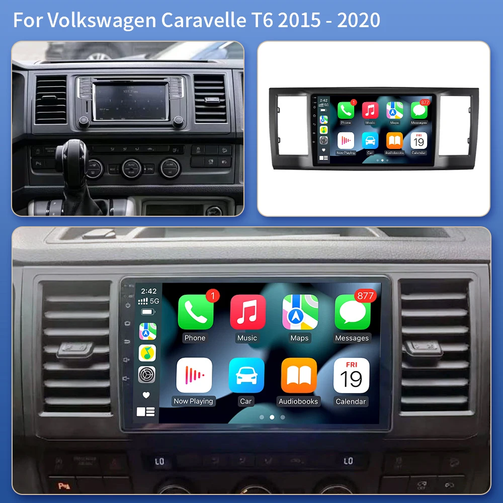Android 16 Carplay autoradio for VW Volkswagen Caravelle 6 T6 2015-2020 lettore Video multimediale navigazione GPS Audio Stereo