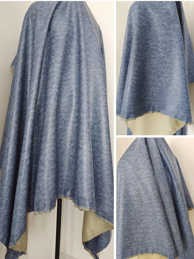 

Материал ПУ Ткань Синий Ретро Масло Воск Камень Текстура Дизайнер Весна Осень Пальто Ткань Одежда Швейная Ткань ПУ Вискоза Материал