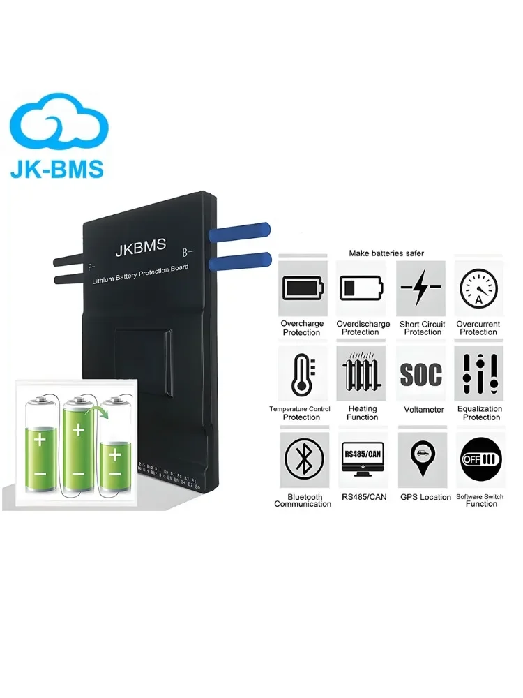 JIKONG JKBMS 4S 5S 6S 7S 8S 17S 20S 24S 12V 24V 48V Inteligentny Aktywny BMS 40A 60A 100A 150A 200A 300A Lifepo4 Li-Ion Lto BMS do Baterii — zdjęcie produktu 7