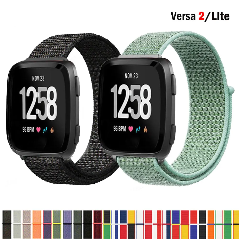 Correa de nailon para reloj inteligente Fitbit Versa 2, pulsera de repuesto para reloj deportivo Fitbit versa 2, Fitbit Lite