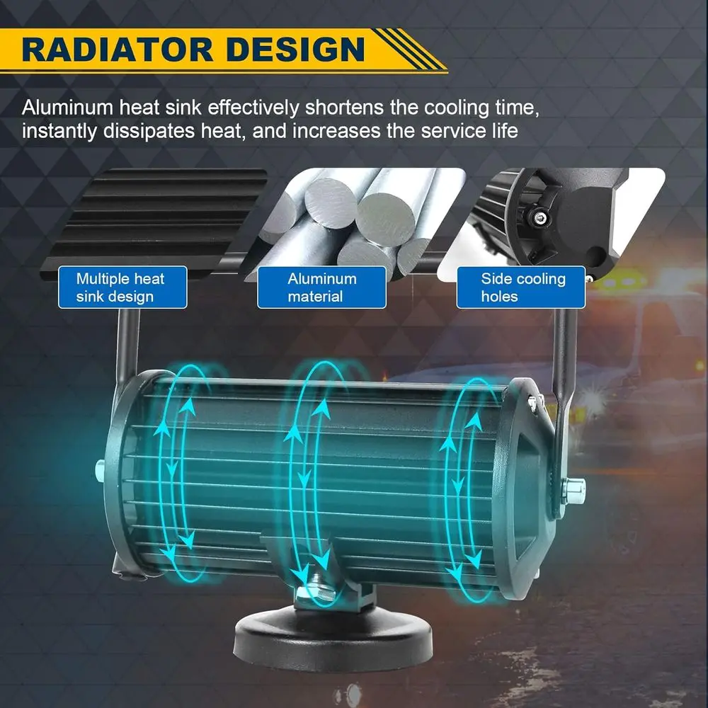 Barra luminosa da lavoro a LED magnetica portatile da 7 36 W, luce diurna 6000 K, 12 V/24 V per veicoli fuoristrada e attrezzature pesanti