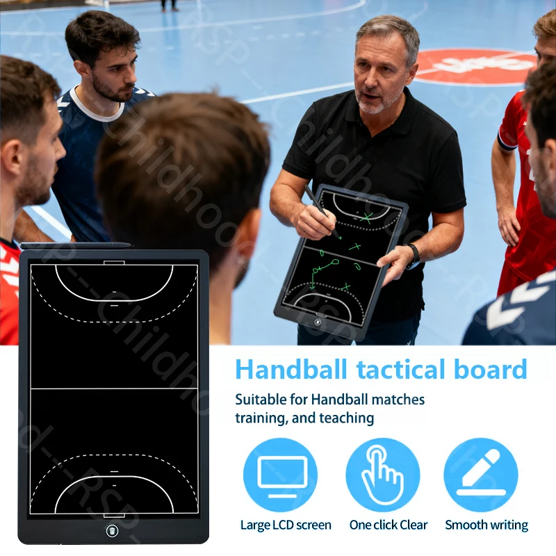 جهاز لوحي تكتيكي لتدريب كرة اليد الإلكترونية بشاشة LCD مقاس 16 بوصة للتدريب الرياضي ولوحة تحديد استراتيجية تدريب كرة القدم الأمريكية والرجبي