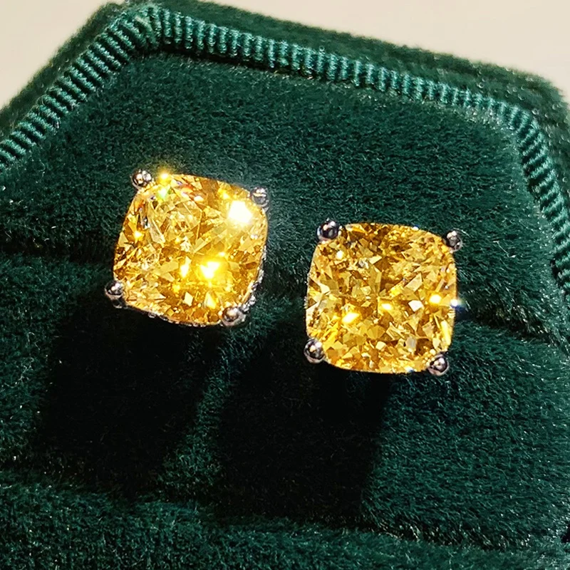 CAOSHI Modern Stylish Stud Earrings for Women Multicolor Cushion Cubic Zirconia Minimalist Daily Wearable Jewelry Accessories