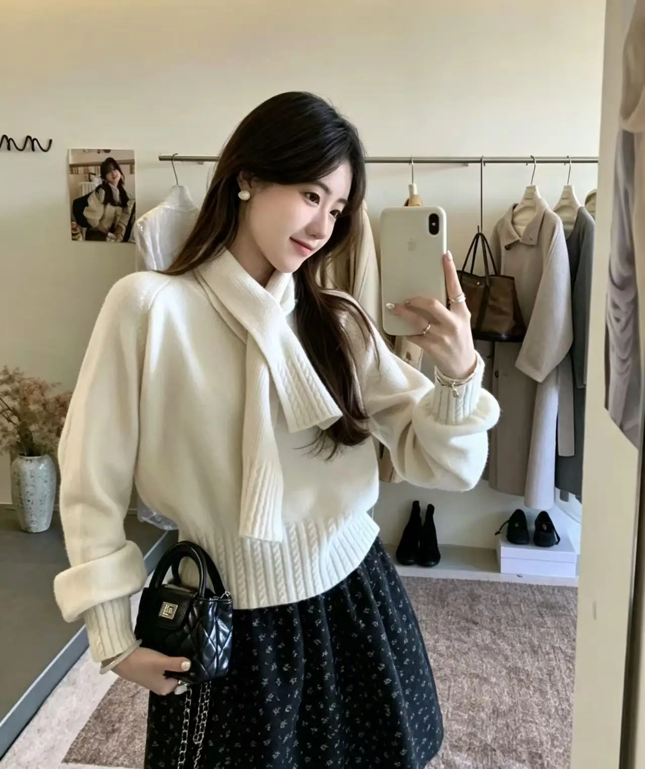 Korean Solid Color Warm Women's Sweater with Scarf Autumn Winter Soft Comfort Pullover Female Lazy Style Round Neck Knitwear