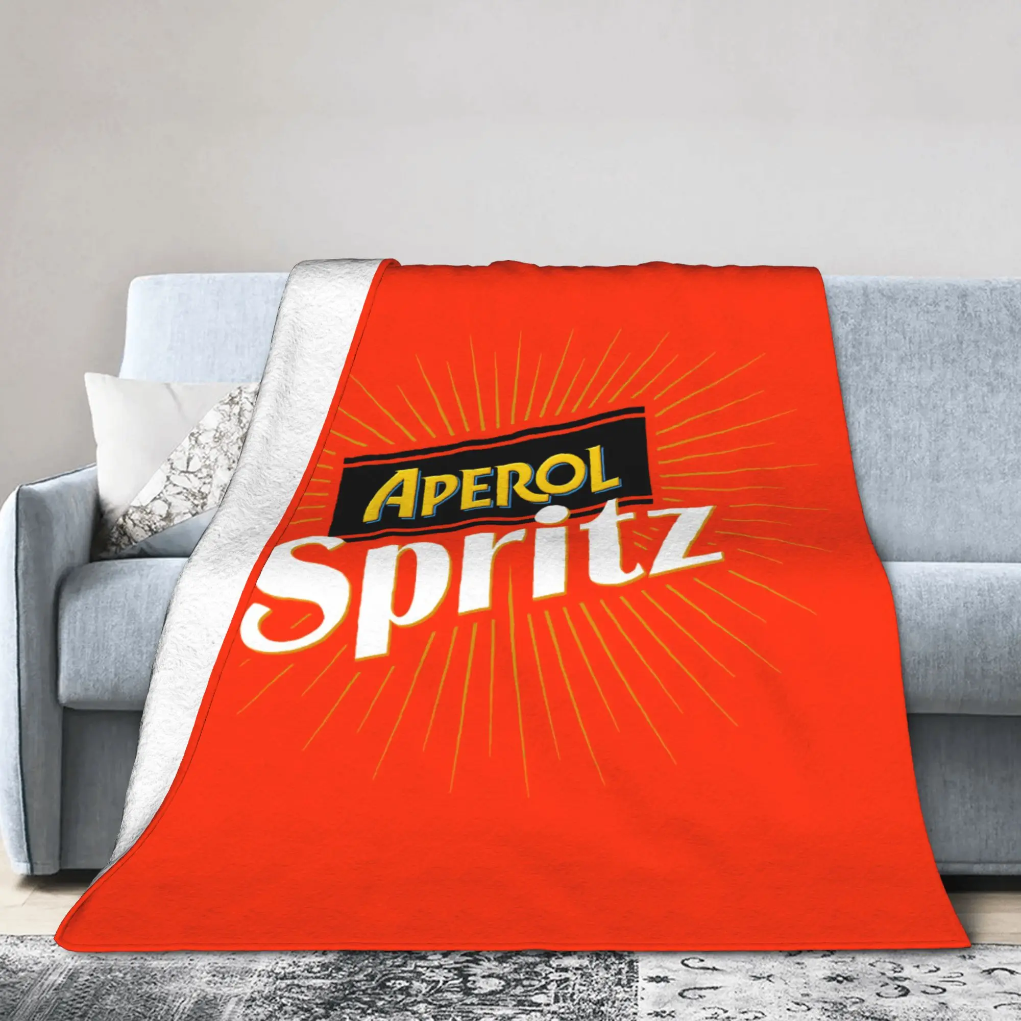 Custom Aperols Spritz Print Blankets Warm Flannel Love Drinking Cocktail Throw Blanket for Bed Couch Bedspread