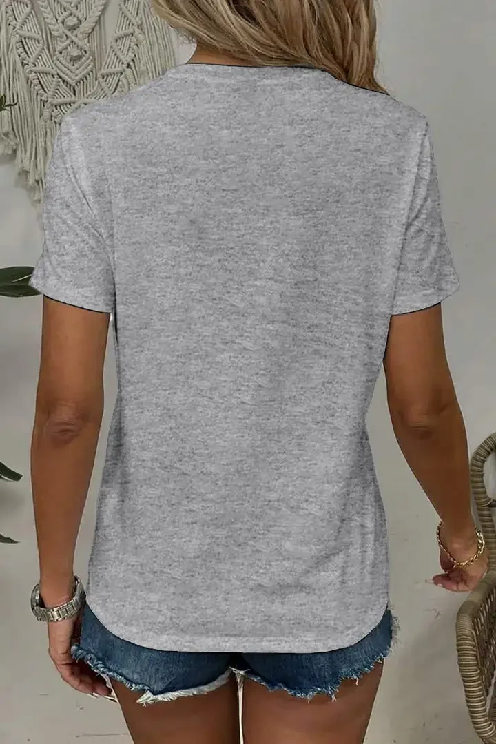 Modisches Damen-T-Shirt-Set in Unifarben mit Kurzen Ärmeln, 3-teilig – Detail 12