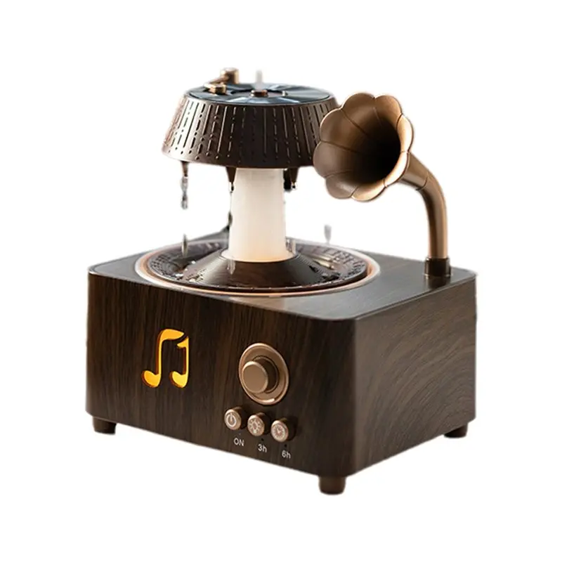 

【GRATEFUL】Увлажнитель воздуха с белым шумом, ароматерапевтический распылитель, диффузор для эфирных масел, увлажнитель в стиле винтажного граммофона