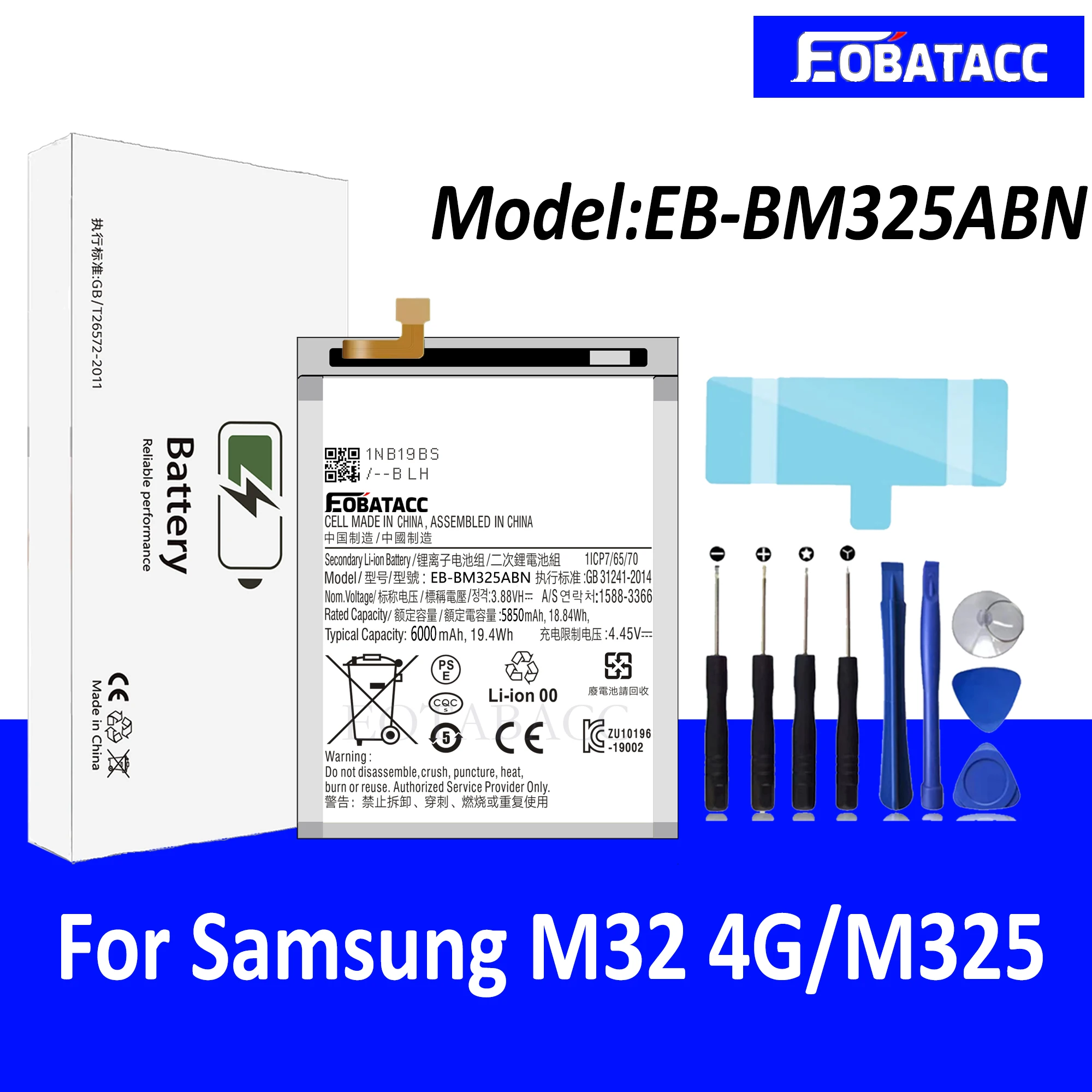 

EOTABACC 100% новый высококачественный аккумулятор для Samsung M32 4G/M325 аккумулятор + Инструменты