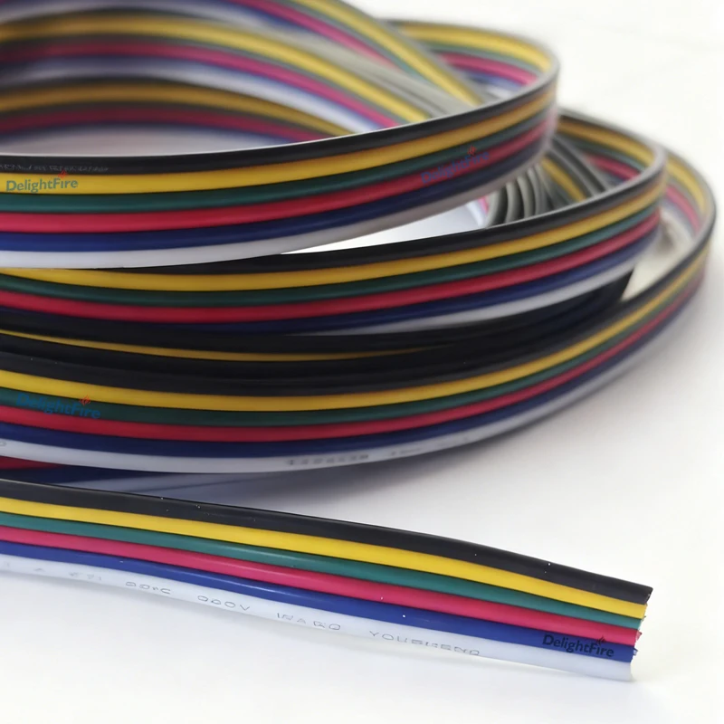 

6-контактный кабель 18 20 22 AWG, кабель светодиодной ленты, гибкий электрический провод, кабель 12 В для светодиодных лент RGBW RGBCCT, световая панель, разъем JST