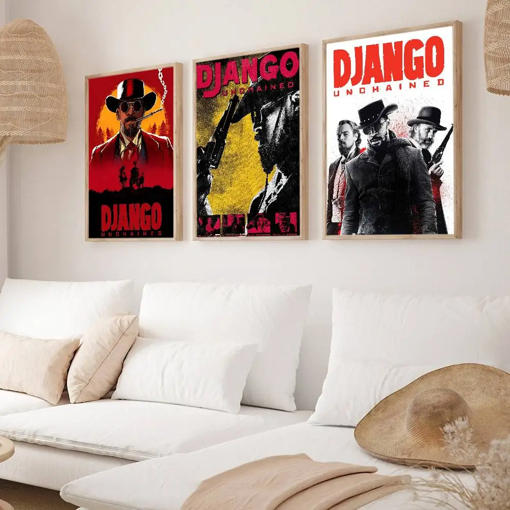 الفيلم الكلاسيكي جانغو غير مقيد ملصق جدار قماش اللوحة لنادي غرفة المعيشة ديكور المنزل #2