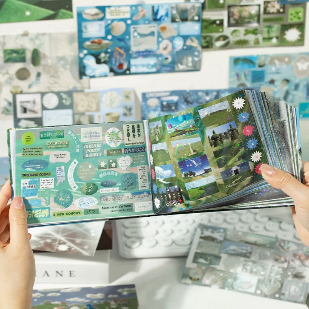 

Yuxian Shallow Dreamland Series Sticker Book - Borderless Die-Cut Vintage Elements, Ideal for DIY Journal, Kumei, Guka Collage