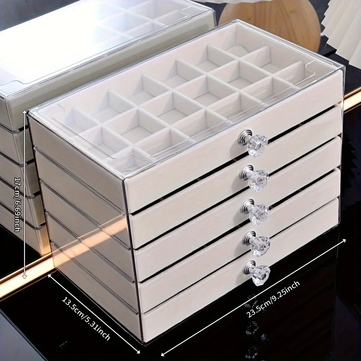 Transparent Home Desktop 5-Tier Countertop Drawer Jewelry Box Storage Box Earring Storage Box, Jewelry Boxes