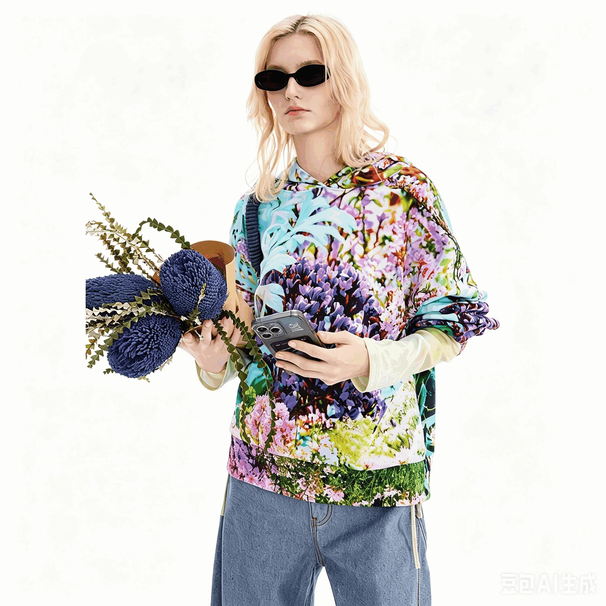 Spanischer Original-Damen-Hoodie mit lockerer Passform, modischer Kapuze, besticktem Aufdruck, europäischer und amerikanischer Stil, lässig. – Detail 5