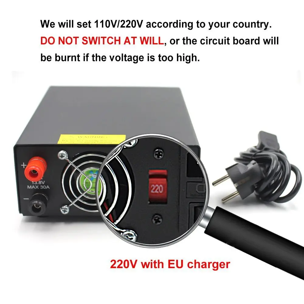 Imagem -04 - Fonte de Alimentação de Comutação Anysecu Entrada Ajustável para Rádio Móvel Th-9800 Th7800 Md-9600 At-d578uv Ps30sw vi 13.8v 30a 110v 220v