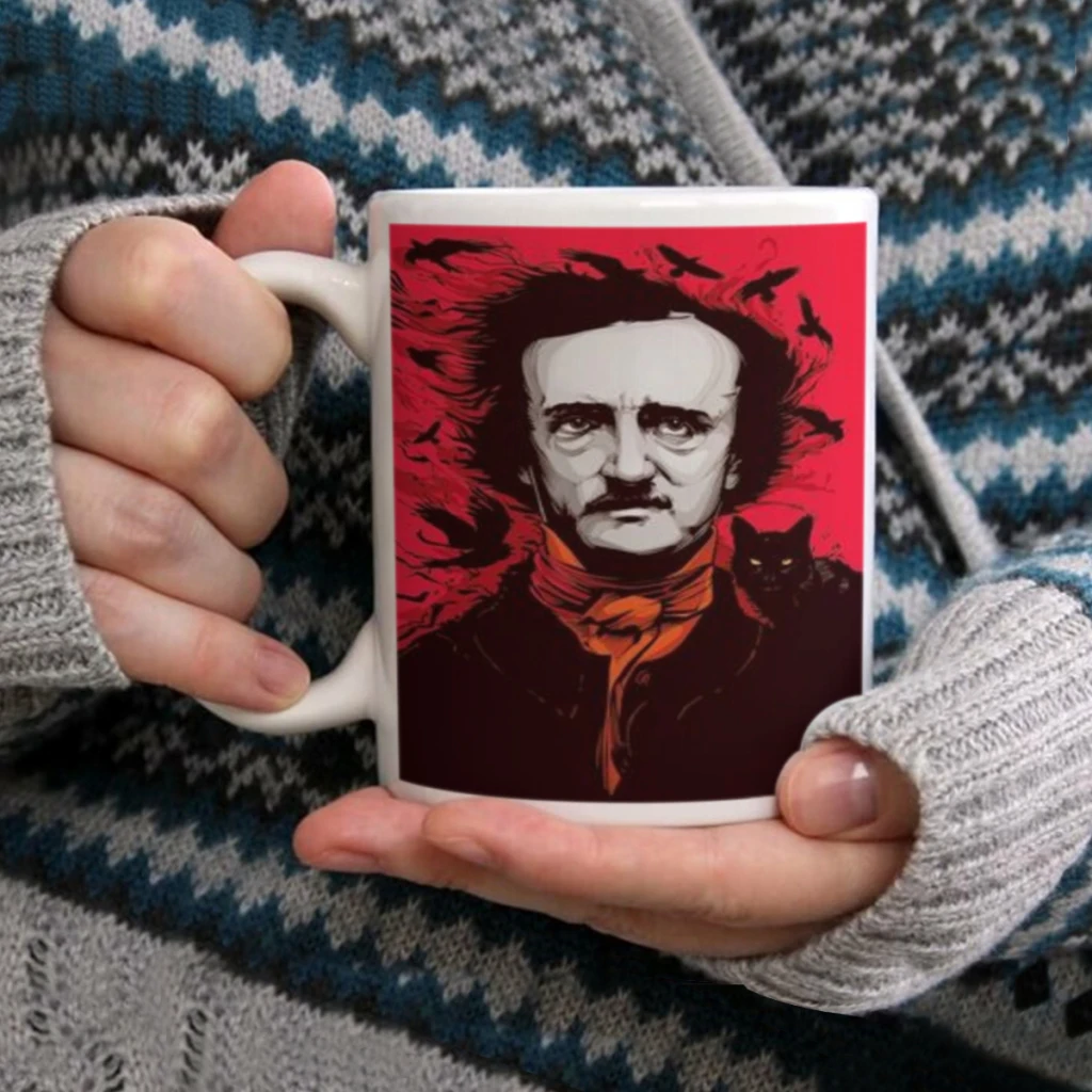 Edgar Allan Poe 11oz Afternoon Tea Mug Multifunctional Ceramic Coffee Mug Porcelain Coffee Cup Drinking Cup