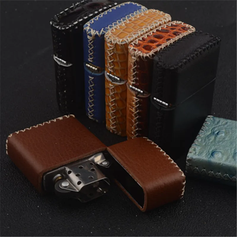 Hand-stitched  Cowhide Leather Durable Protective Sleeve Simple Case Lighter Holster Cover for Zippo Lighter Cover