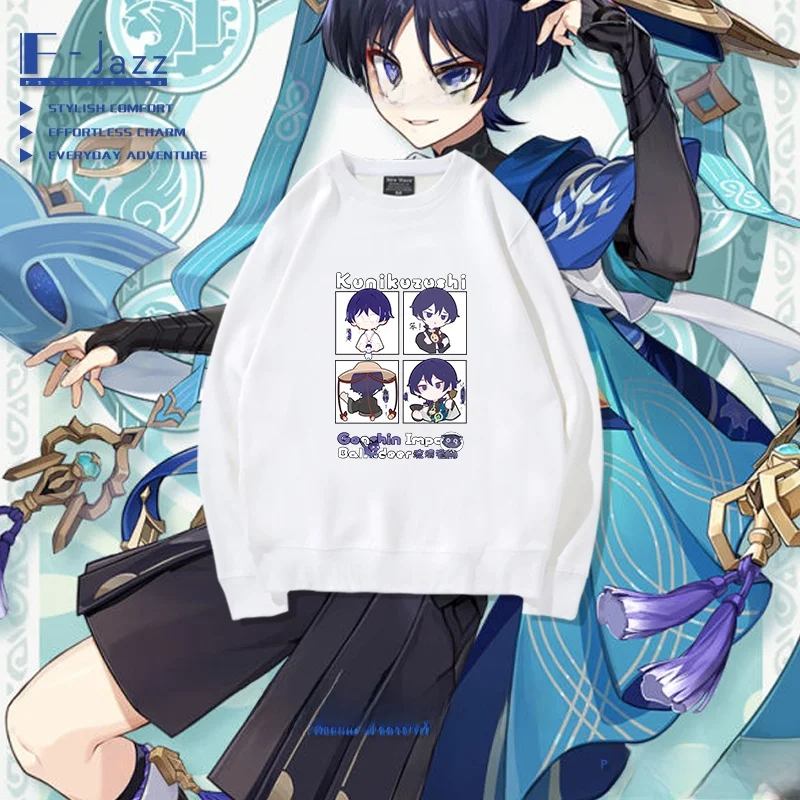 

Genin Impact Collaborative Хлопковая толстовка с капюшоном для осенне-зимних студентов Jaet Свободный крой с принтом против морщин Антибактериальная