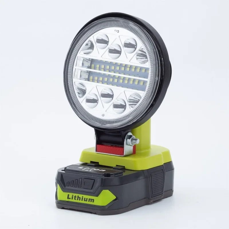 Luces de trabajo con alarma LED, linterna eléctrica, lámpara de coche para RYOBI, 18V, batería de iones de litio, inalámbrica, Camping familiar