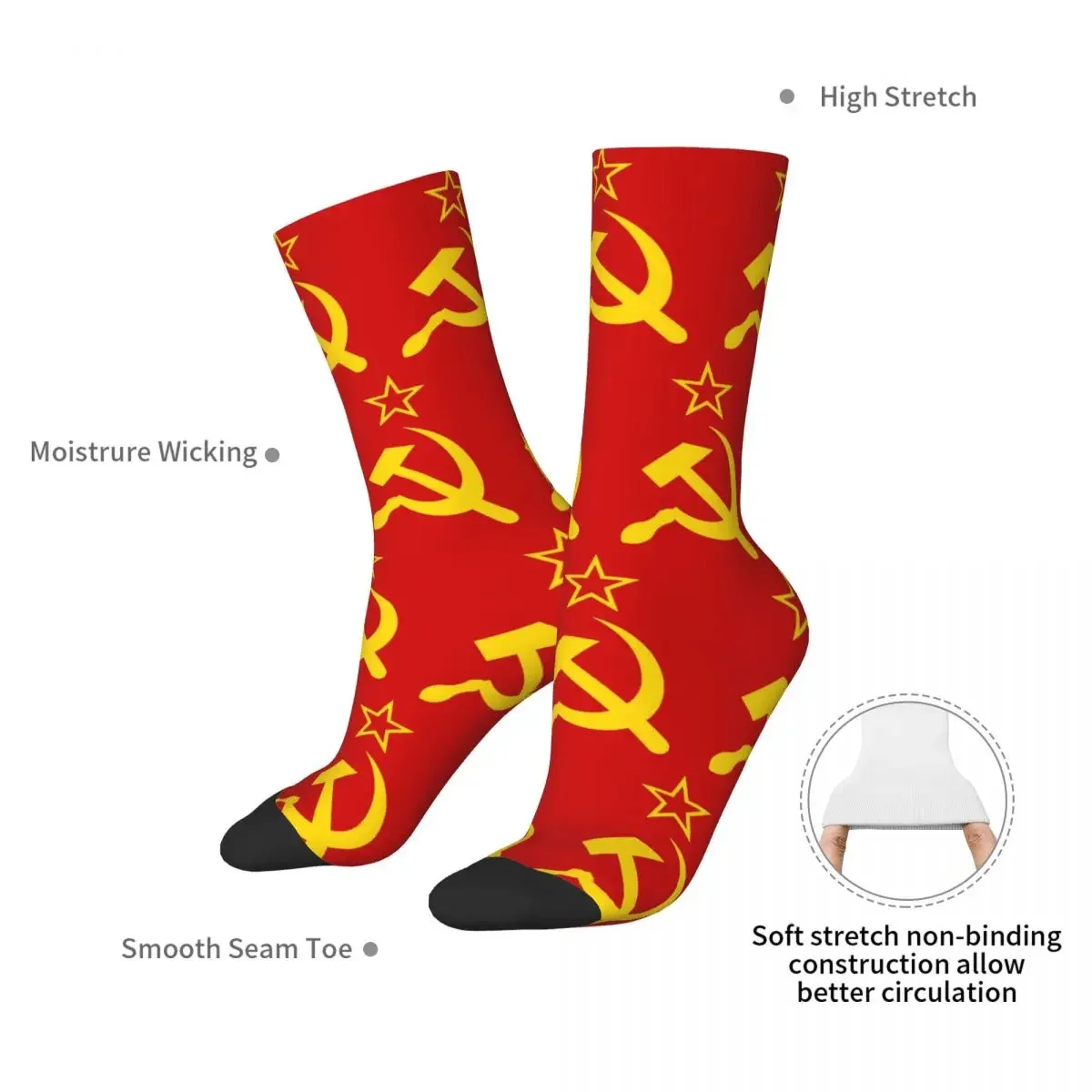 USSR Hammer And Sickle CCCP Retro Russian Soviet Flag Socks Harajuku Super Soft Stockings All Season Long Socks Accessories