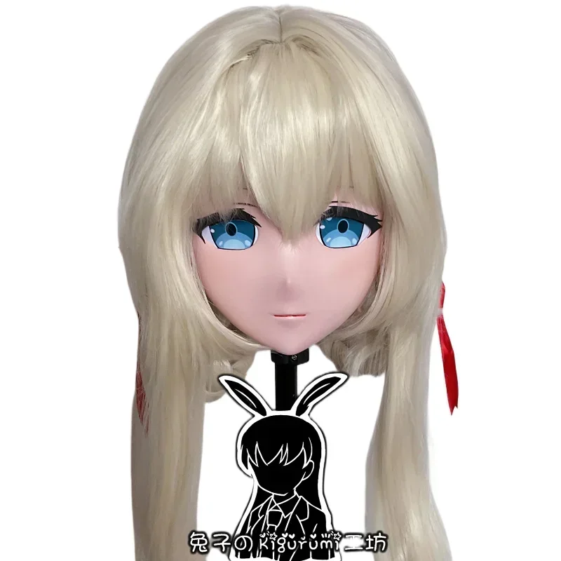 

Custom Handmade Full Head Mask with Backshell Lovely Party Crossdressing Silicone Anime Violet Evergarden Kigurumi Cosplay Mask
