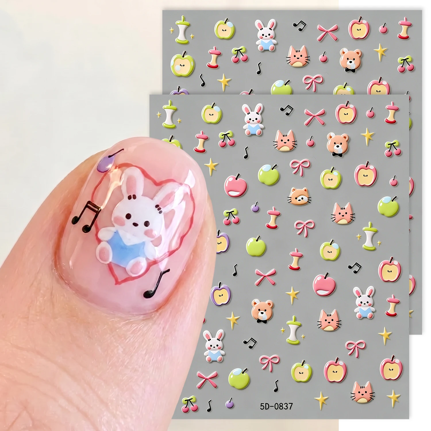 Adesivo de Unha 5D com Coelhos - Nail Art Red Cherry avaliação e preço