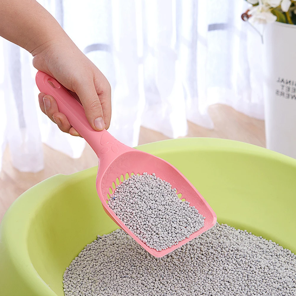 Pet cat litter scoop durable thickened poop cleaning tool plastic mesh round hole colander cat litter toilet cleaning shovel