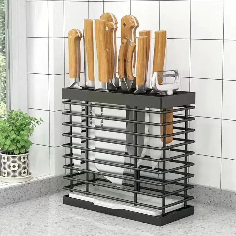 

Stainless Steel Knife Holder Chopping Chef Slicing Knife Rack Peeler Multifunctional Kitchen Storage Rack Kitchen Supplies