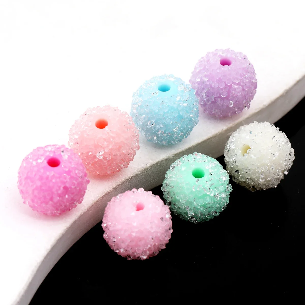 7pcs Random Color 1.5cm Sugar Surface Round Acrylic Loose Beads DIY Handmade Bracelet Jewelry Craft Supplies