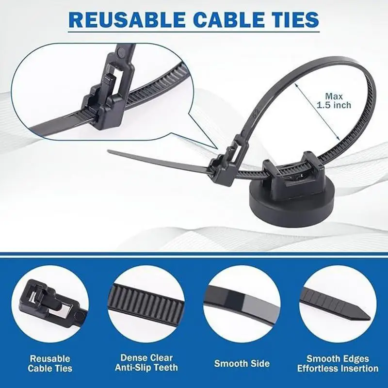 Cable Clips Magnetic Wire Management Clips Electrical Supplies Organizer With Nylon Zip Ties For Garages Workshops Toolbox